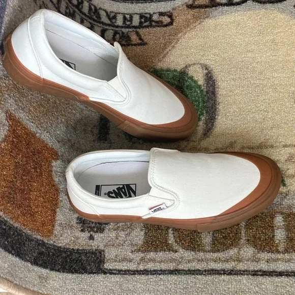 Vans Slip-On Pro Shoes Sneakers Pearl Gum White Tan Size 9 Women’s = 7.5 Mens - Picture 6 of 16